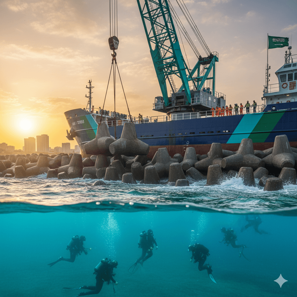 إنشاء كاسر الأمواج (باستخدام الكتل)